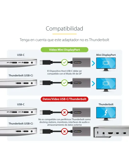 StarTech.com Adaptador USB C a Mini DisplayPort - Convertidor de Vídeo USB Tipo C a mDP Mini DP a 4K 60Hz - Compatible con