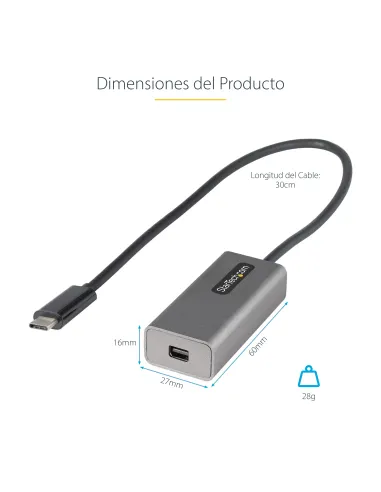 StarTech.com Adaptador USB C a Mini DisplayPort - Convertidor de Vídeo USB Tipo C a mDP Mini DP a 4K 60Hz - Compatible con