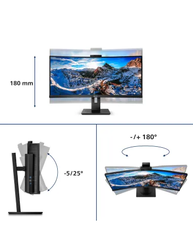 Philips P Line 346P1CRH 00 pantalla para PC 86,4 cm (34") 3440 x 1440 Pixeles UltraWide Quad HD LED Negro