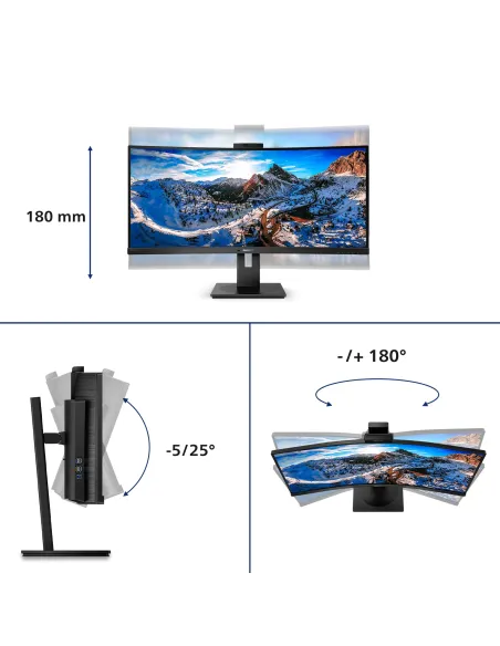 Philips P Line 346P1CRH 00 pantalla para PC 86,4 cm (34") 3440 x 1440 Pixeles UltraWide Quad HD LED Negro