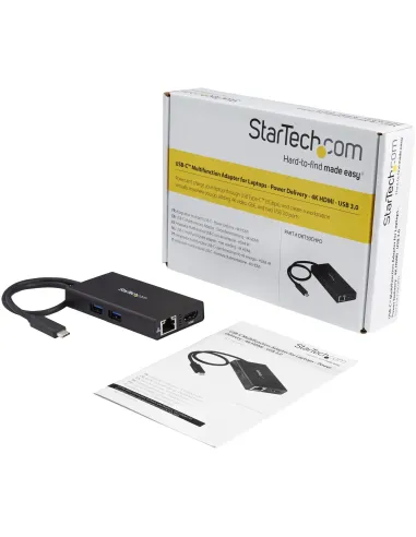 StarTech.com Adaptador Multipuertos USB-C - Docking Station Portátil USB-C 4K HDMI - con Entrega de Potencia de 60W - GbE - Hub