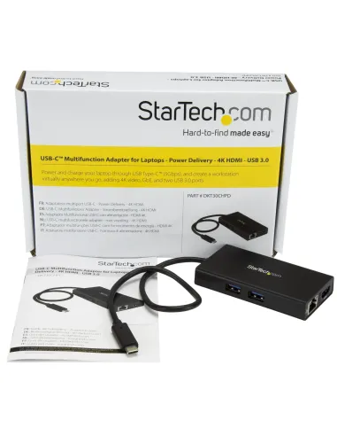 StarTech.com Adaptador Multipuertos USB-C - Docking Station Portátil USB-C 4K HDMI - con Entrega de Potencia de 60W - GbE - Hub