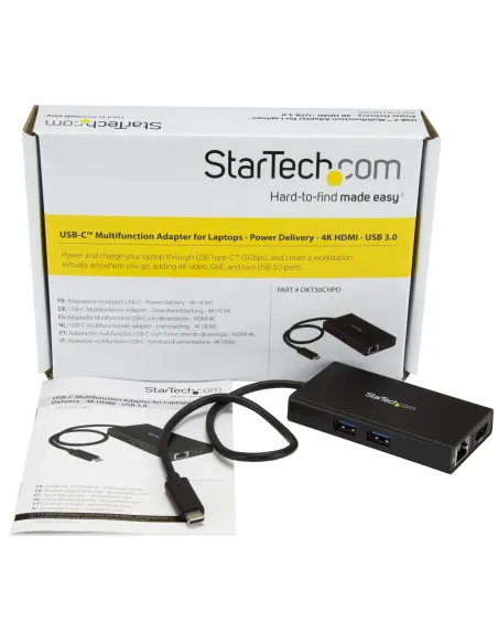 StarTech.com Adaptador Multipuertos USB-C - Docking Station Portátil USB-C 4K HDMI - con Entrega de Potencia de 60W - GbE - Hub