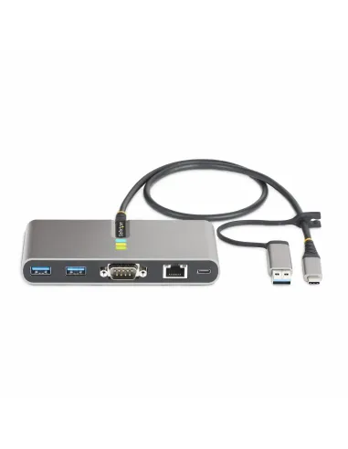 StarTech.com Hub Ladrón USB-C de 2 Puertos USB-A de 5Gbps con Red RJ45 Ethernet Gigabit y Puerto Serie DB9 RS232 FTDI -