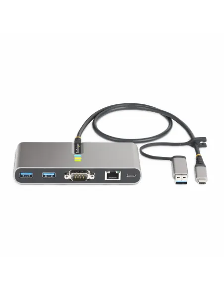 StarTech.com Hub Ladrón USB-C de 2 Puertos USB-A de 5Gbps con Red RJ45 Ethernet Gigabit y Puerto Serie DB9 RS232 FTDI -