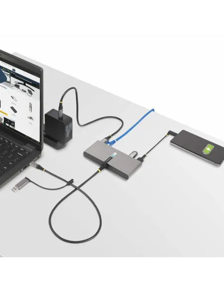 StarTech.com Hub Ladrón USB-C de 2 Puertos USB-A de 5Gbps con Red RJ45 Ethernet Gigabit y Puerto Serie DB9 RS232 FTDI -