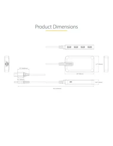 StarTech.com Hub USB de 4 Puertos - USB 3.0 de 5Gbps - Alimentado por el Bus - Concentrador de 4 Puertos USB-A con Alimentación
