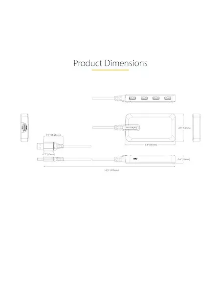 StarTech.com Hub USB de 4 Puertos - USB 3.0 de 5Gbps - Alimentado por el Bus - Concentrador de 4 Puertos USB-A con Alimentación