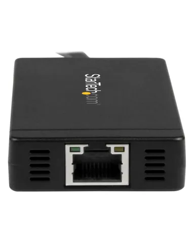StarTech.com Concentrador USB 3.0 de 3 Puertos con USB-C y Ethernet Gigabit - 5Gbps - Con Adaptador de Alimentación