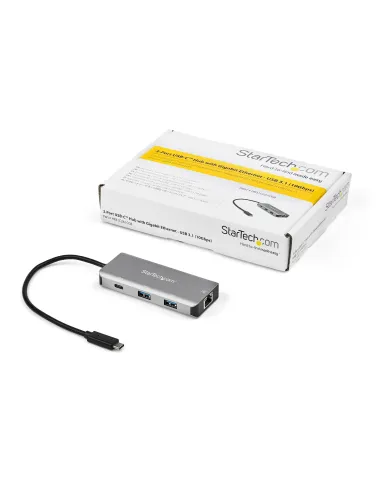 StarTech.com Hub Ladrón USB C con Puerto de Red Ethernet Gigabit RJ45 GbE - Concentrador USB Tipo C USB 3.2 Gen 2 de 10Gbps con