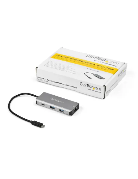 StarTech.com Hub Ladrón USB C con Puerto de Red Ethernet Gigabit RJ45 GbE - Concentrador USB Tipo C USB 3.2 Gen 2 de 10Gbps con