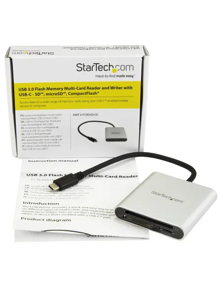 StarTech.com Lector Grabador USB 3.0 de Tarjetas de Memoria SD, Micro SD, CompactFlash - Adaptador USB-C a Tarjetas Flash
