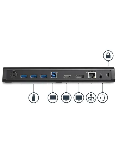 StarTech.com Docking Station USB 3.0 para 2 Monitores HDMI y DisplayPort 4K - USB 3.0 a 4x USB-A, Ethernet, HDMI y DP -