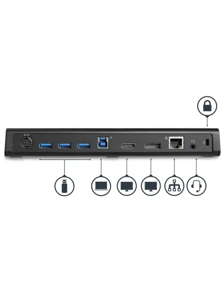 StarTech.com Docking Station USB 3.0 para 2 Monitores HDMI y DisplayPort 4K - USB 3.0 a 4x USB-A, Ethernet, HDMI y DP -