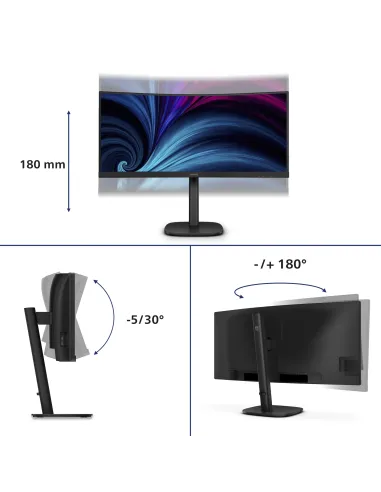 Philips 3000 series 34B2U3600C 00 pantalla para PC 86,4 cm (34") 3440 x 1440 Pixeles Wide Quad HD LCD Negro