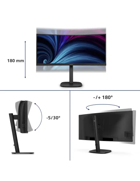 Philips 3000 series 34B2U3600C 00 pantalla para PC 86,4 cm (34") 3440 x 1440 Pixeles Wide Quad HD LCD Negro
