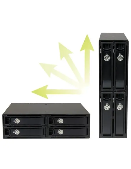 StarTech.com Backplane Rack Móvil 5,25 Pulgadas a 4 Unidades 2,5 SATA SAS