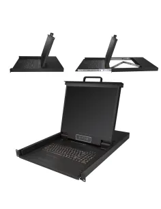 StarTech.com Consola KVM de 8 puertos para Montaje en Rack - Teclado QWERTY - con Cables de 1,8m - Conmutador KVM con Monitor 2