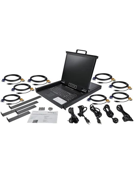 StarTech.com Consola KVM de 8 puertos para Montaje en Rack - Teclado QWERTY - con Cables de 1,8m - Conmutador KVM con Monitor