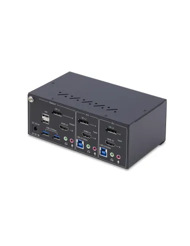 StarTech.com Switch KVM de 2 Puertos DisplayPort HDMI - Conmutador KVM de Dos Monitores - Hub Ladrón USB 2 Puertos 5Gbps - 2