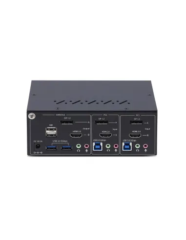 StarTech.com Switch KVM de 2 Puertos DisplayPort HDMI - Conmutador KVM de Dos Monitores - Hub Ladrón USB 2 Puertos 5Gbps - 2
