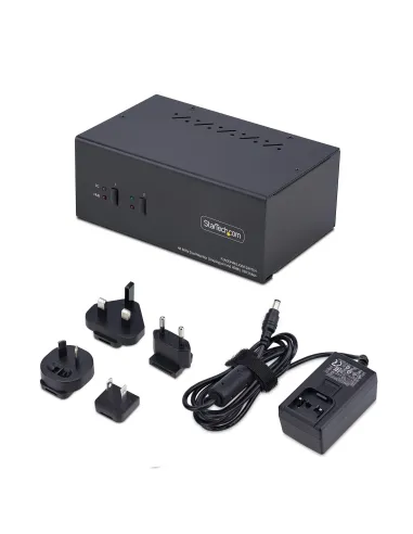 StarTech.com Switch KVM de 2 Puertos DisplayPort HDMI - Conmutador KVM de Dos Monitores - Hub Ladrón USB 2 Puertos 5Gbps - 2