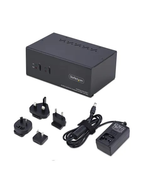 StarTech.com Switch KVM de 2 Puertos DisplayPort HDMI - Conmutador KVM de Dos Monitores - Hub Ladrón USB 2 Puertos 5Gbps - 2