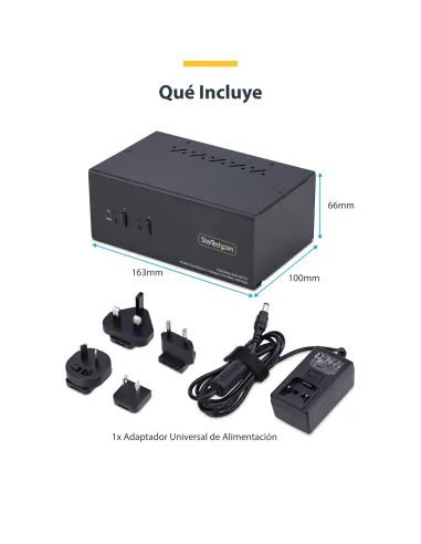 StarTech.com Switch KVM de 2 Puertos DisplayPort HDMI - Conmutador KVM de Dos Monitores - Hub Ladrón USB 2 Puertos 5Gbps - 2