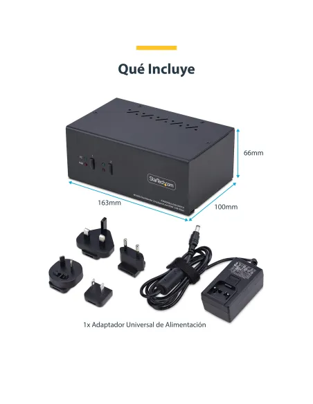 StarTech.com Switch KVM de 2 Puertos DisplayPort HDMI - Conmutador KVM de Dos Monitores - Hub Ladrón USB 2 Puertos 5Gbps - 2