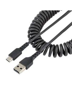 StarTech.com Cable de 1m de Carga USB A a USB C, Cable USB Tipo C Rizado de Carga Rápida y Servicio Pesado, Cable USB 2.0 A a