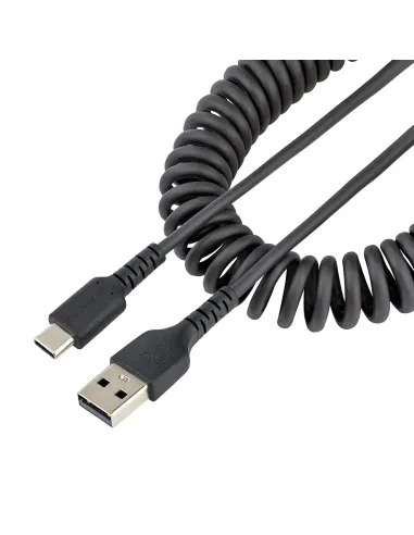 StarTech.com Cable de 1m de Carga USB A a USB C, Cable USB Tipo C Rizado de Carga Rápida y Servicio Pesado, Cable USB 2.0 A a