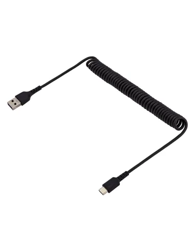 StarTech.com Cable de 1m de Carga USB A a USB C, Cable USB Tipo C Rizado de Carga Rápida y Servicio Pesado, Cable USB 2.0 A a