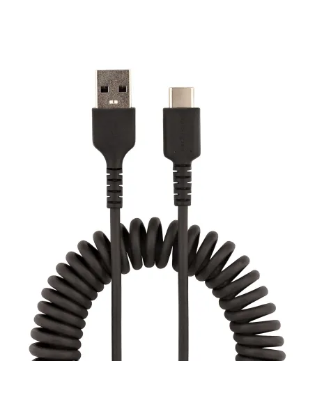 StarTech.com Cable de 1m de Carga USB A a USB C, Cable USB Tipo C Rizado de Carga Rápida y Servicio Pesado, Cable USB 2.0 A a