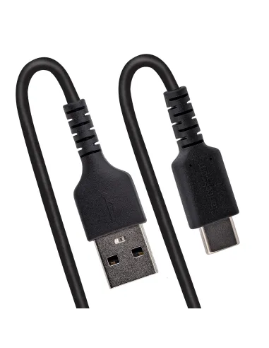 StarTech.com Cable de 1m de Carga USB A a USB C, Cable USB Tipo C Rizado de Carga Rápida y Servicio Pesado, Cable USB 2.0 A a