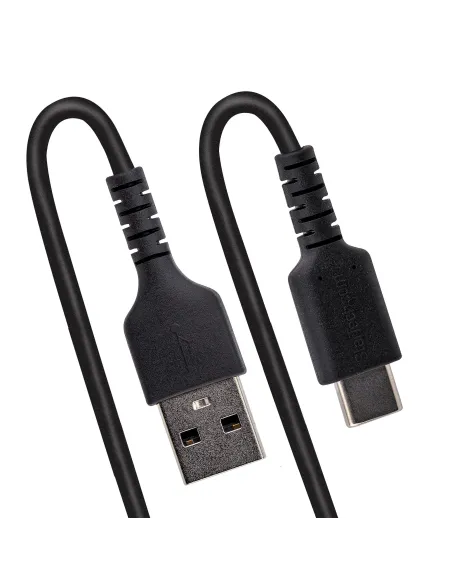 StarTech.com Cable de 1m de Carga USB A a USB C, Cable USB Tipo C Rizado de Carga Rápida y Servicio Pesado, Cable USB 2.0 A a