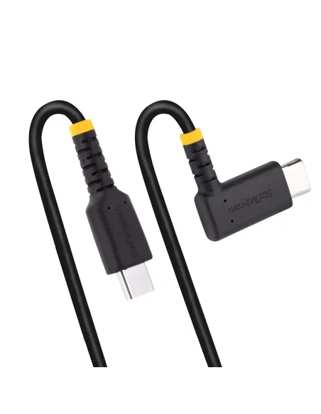 StarTech.com Cable 15cm USB C Acodado - en Ángulo Recto - PD 60W - 3A - Cable USB-C de Carga Rápida - de Alta Resistencia - USB