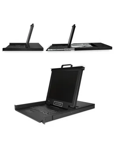 StarTech.com Consola KVM de 8 Puertos para Montaje en Rack con Cables de 1,8m - Teclado QWERTY - Conmutador KVM integrado con