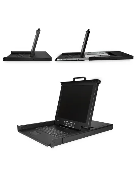 StarTech.com Consola KVM de 8 Puertos para Montaje en Rack con Cables de 1,8m - Teclado QWERTY - Conmutador KVM integrado con