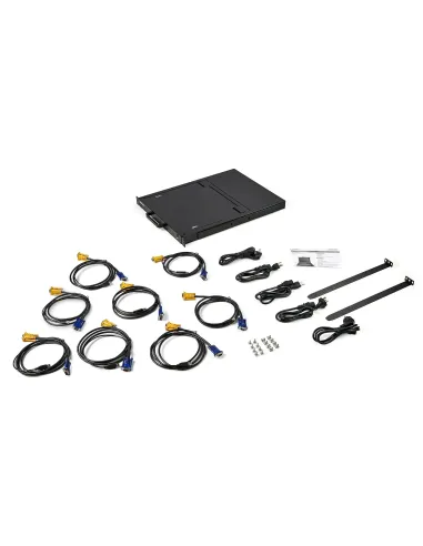 StarTech.com Consola KVM de 8 Puertos para Montaje en Rack con Cables de 1,8m - Teclado QWERTY - Conmutador KVM integrado con