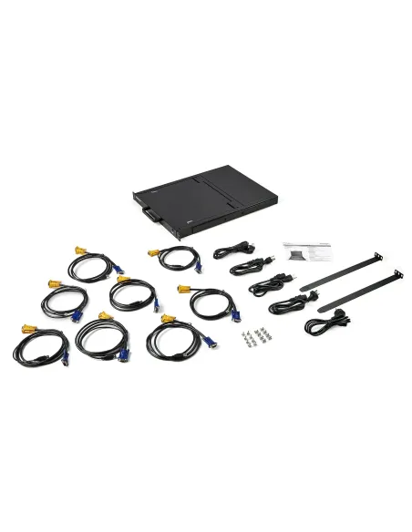 StarTech.com Consola KVM de 8 Puertos para Montaje en Rack con Cables de 1,8m - Teclado QWERTY - Conmutador KVM integrado con