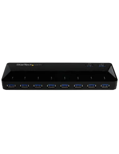 StarTech.com Concentrador USB 3.0 (5Gbps) de 10 Puertos - Ladrón con Puertos de Carga y Sincronización - Hub con 2 Puertos de