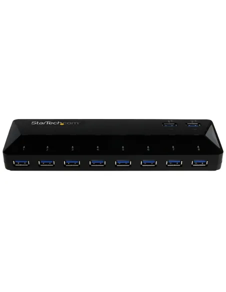 StarTech.com Concentrador USB 3.0 (5Gbps) de 10 Puertos - Ladrón con Puertos de Carga y Sincronización - Hub con 2 Puertos de