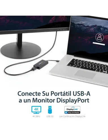 StarTech.com Adaptador USB 3.0 a DisplayPort 4K Ultra HD - Certificado por DisplayLink - Convertidor de Vídeo con Tarjeta