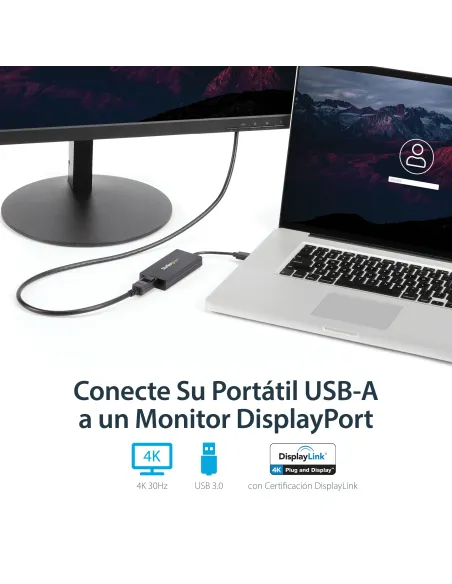 StarTech.com Adaptador USB 3.0 a DisplayPort 4K Ultra HD - Certificado por DisplayLink - Convertidor de Vídeo con Tarjeta