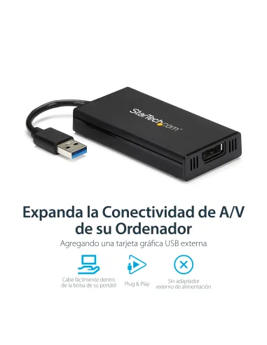 StarTech.com Adaptador USB 3.0 a DisplayPort 4K Ultra HD - Certificado por DisplayLink - Convertidor de Vídeo con Tarjeta