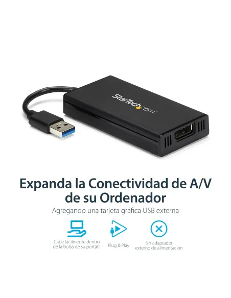 StarTech.com Adaptador USB 3.0 a DisplayPort 4K Ultra HD - Certificado por DisplayLink - Convertidor de Vídeo con Tarjeta