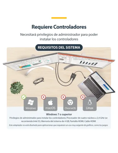 StarTech.com Adaptador USB 3.0 a HDMI Doble - 4K 30Hz