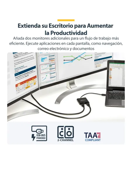 StarTech.com Adaptador USB 3.0 a HDMI Doble - 4K 30Hz