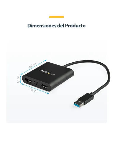 StarTech.com Adaptador USB 3.0 a HDMI Doble - 4K 30Hz