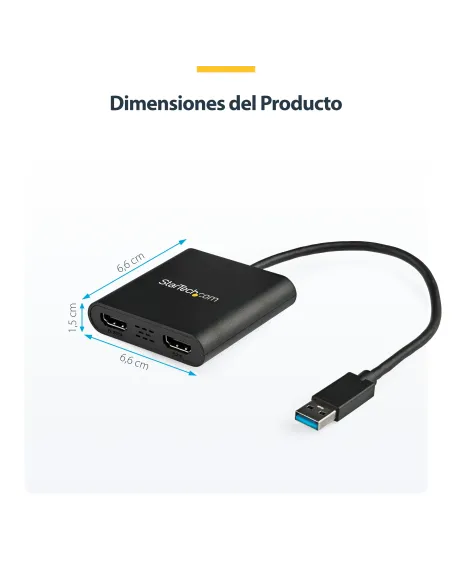 StarTech.com Adaptador USB 3.0 a HDMI Doble - 4K 30Hz